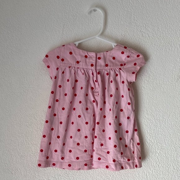 3/$10 Girls Super Cute Carter's Pink and Red Polka Dot Pattern T-Shirt Size 12M - Picture 2 of 3